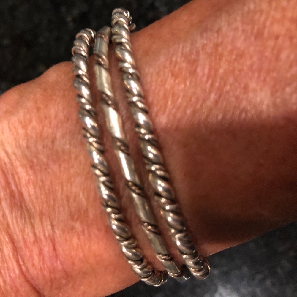 Set of 3 Vintage Zuni Sterling Silver Bracelets